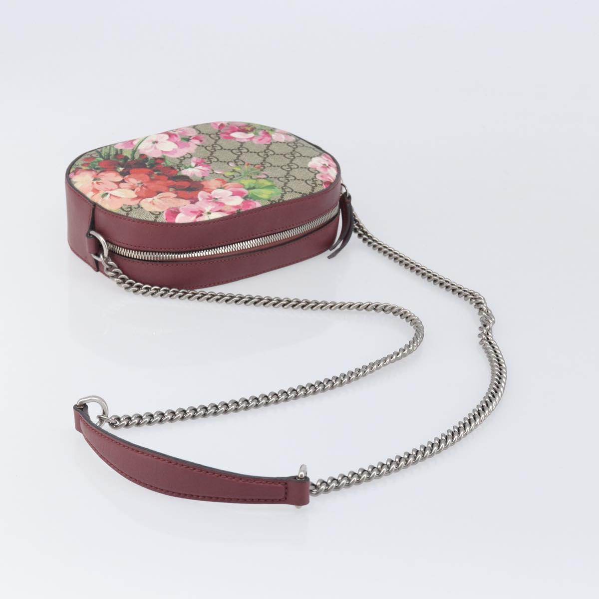 GUCCI GG Blooms Chain Shoulder Bag PVC Leather Beige Silver 409535 Auth BA15501V