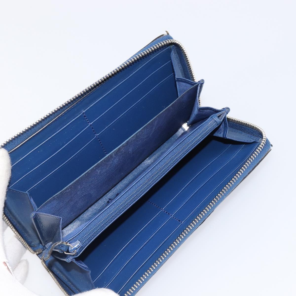 GUCCI GG emboss Long Wallet Leather Blue Silver 625558 Auth BA15502