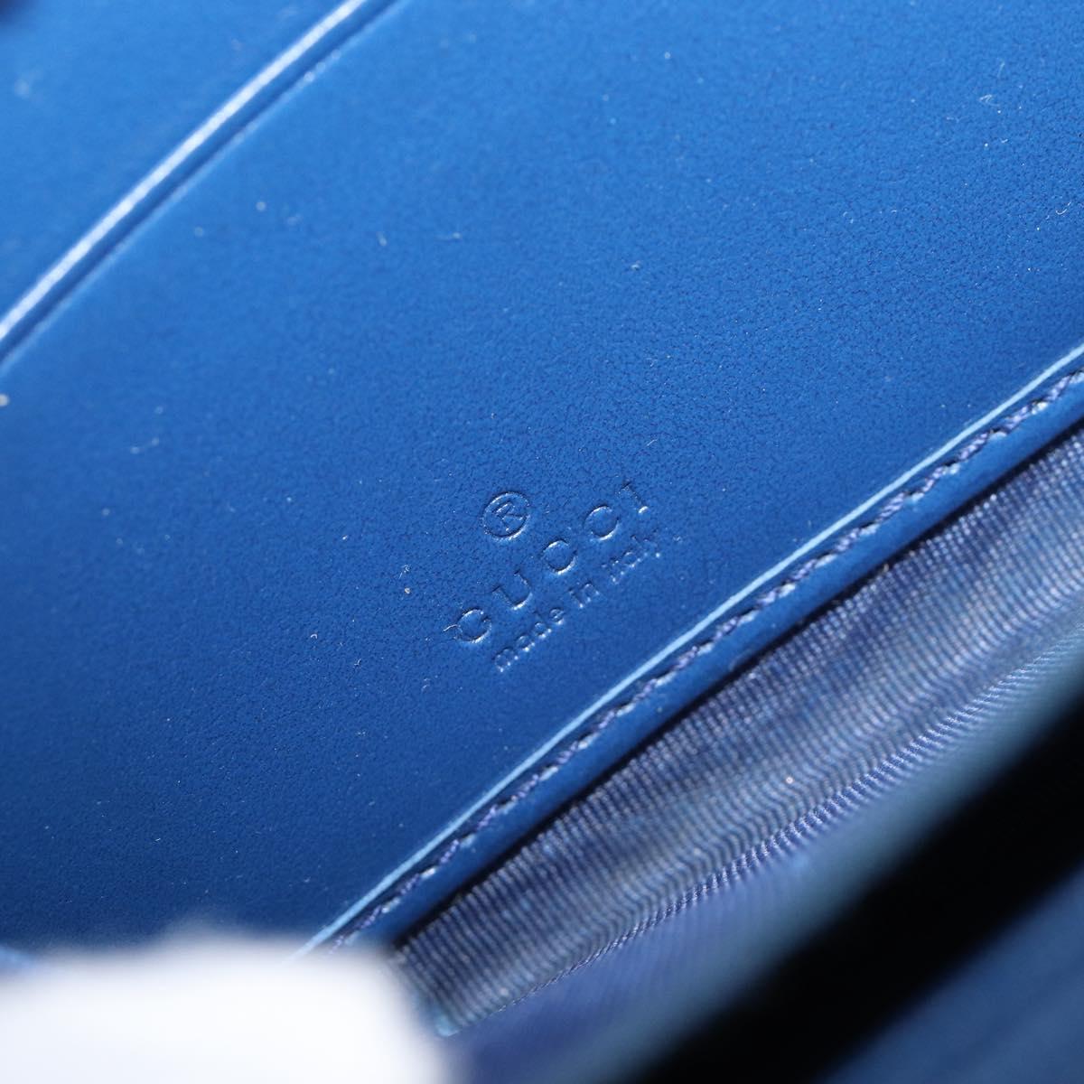 GUCCI GG emboss Long Wallet Leather Blue Silver 625558 Auth BA15502