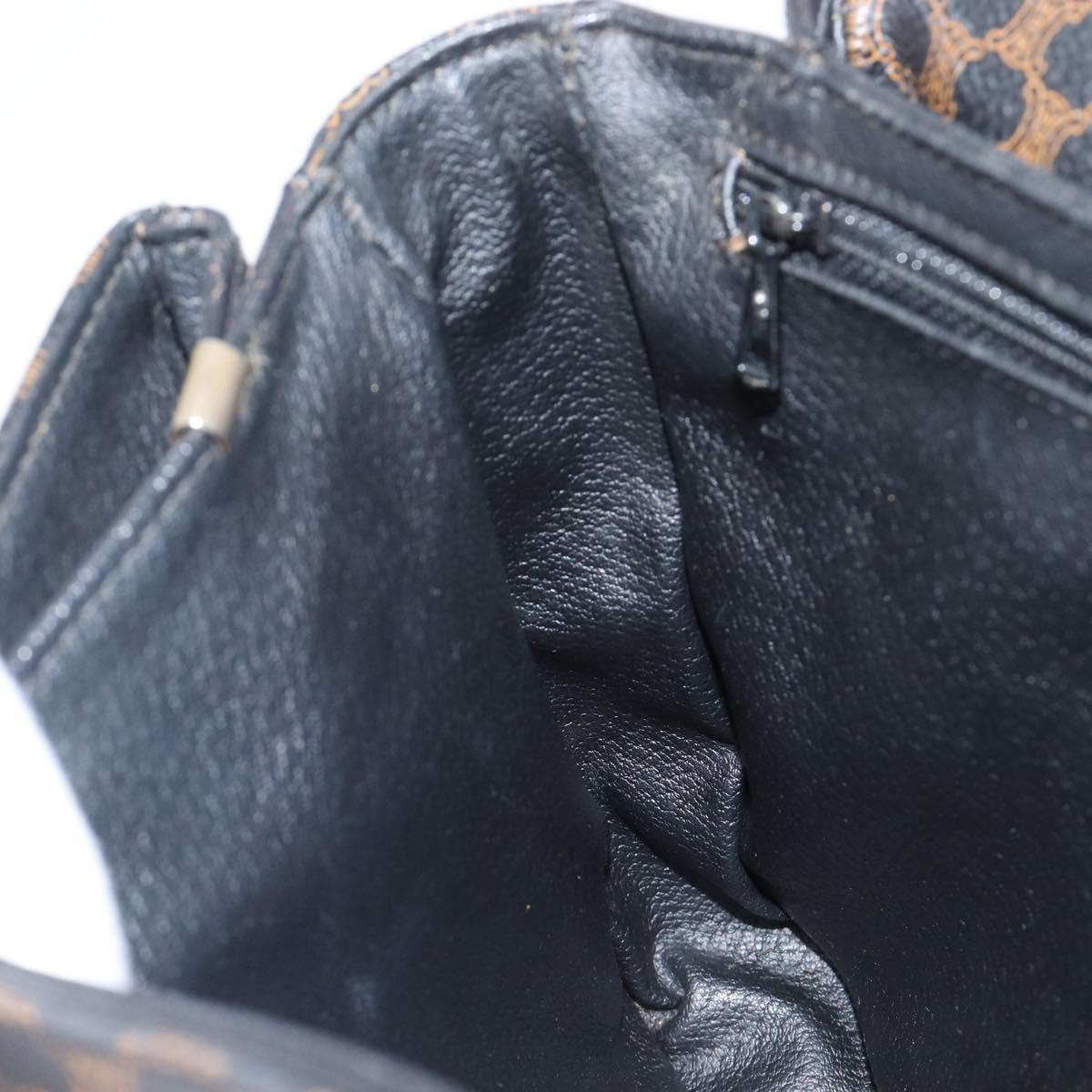 CELINE Macadam Shoulder Bag PVC Leather Black Gold Tone Auth BA15505