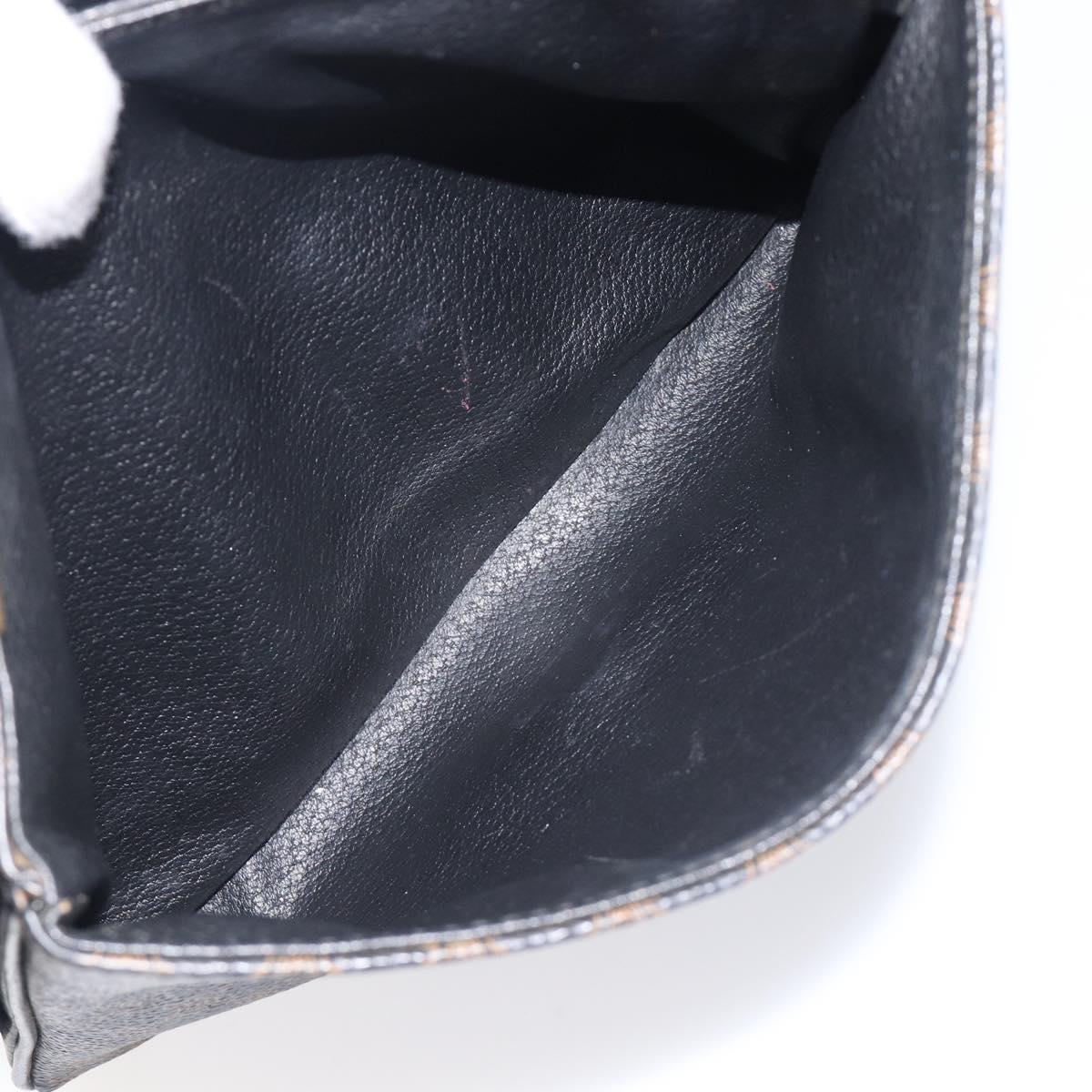 CELINE Macadam Shoulder Bag PVC Leather Black Gold Tone Auth BA15505