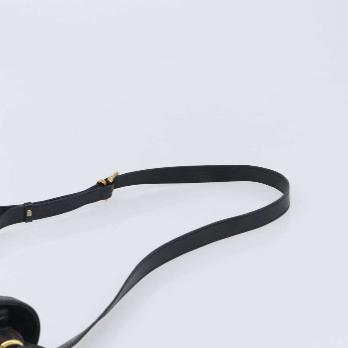 CELINE Macadam Shoulder Bag PVC Leather Black Gold Tone Auth BA15505