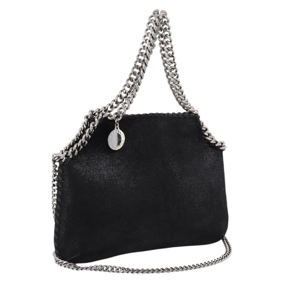 Stella MacCartney Falabella Hand Bag Suede 2way Black Silver Auth BA15506A