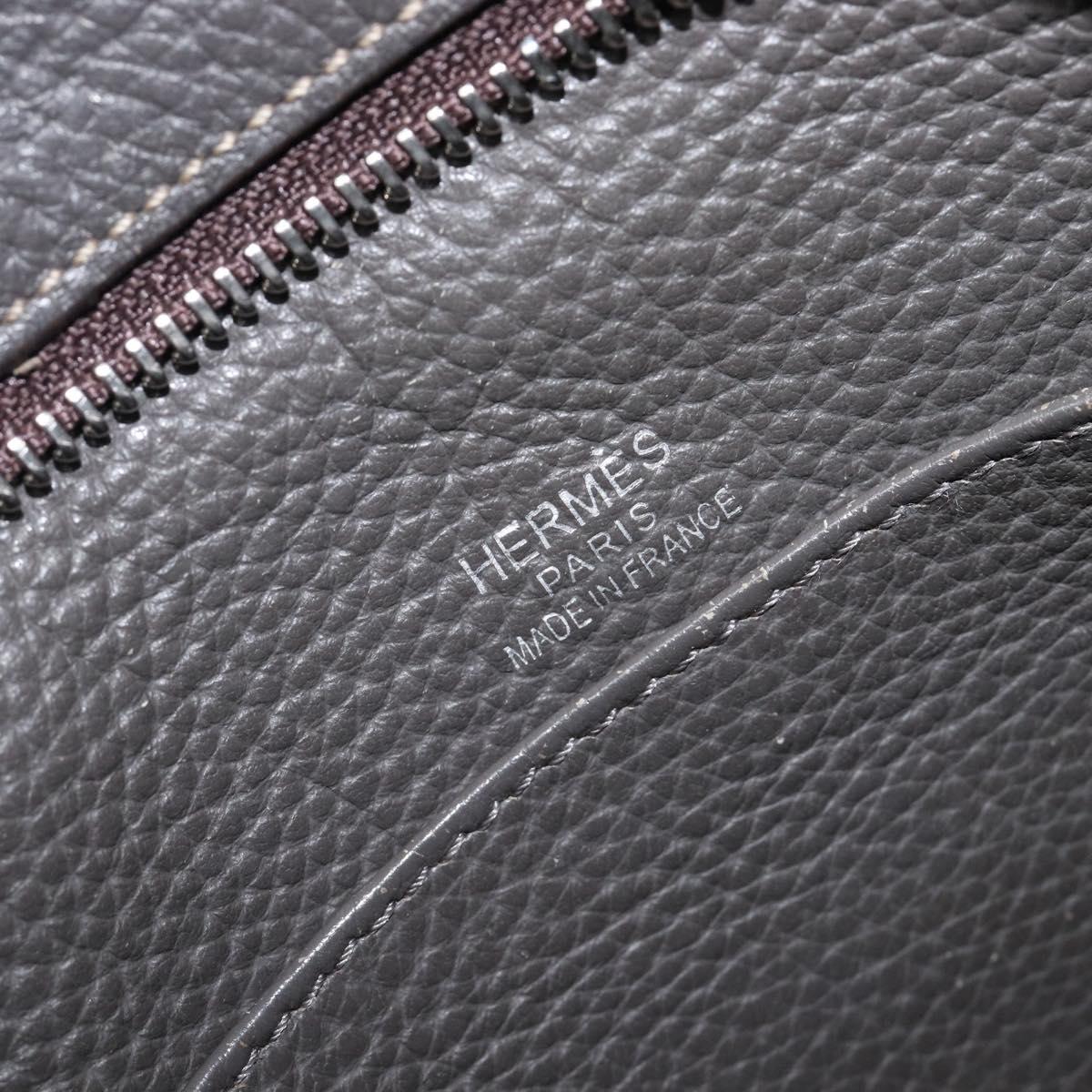 HERMES Good News Shoulder Bag Taurillon Clemence Gray Silver Auth BA15507V