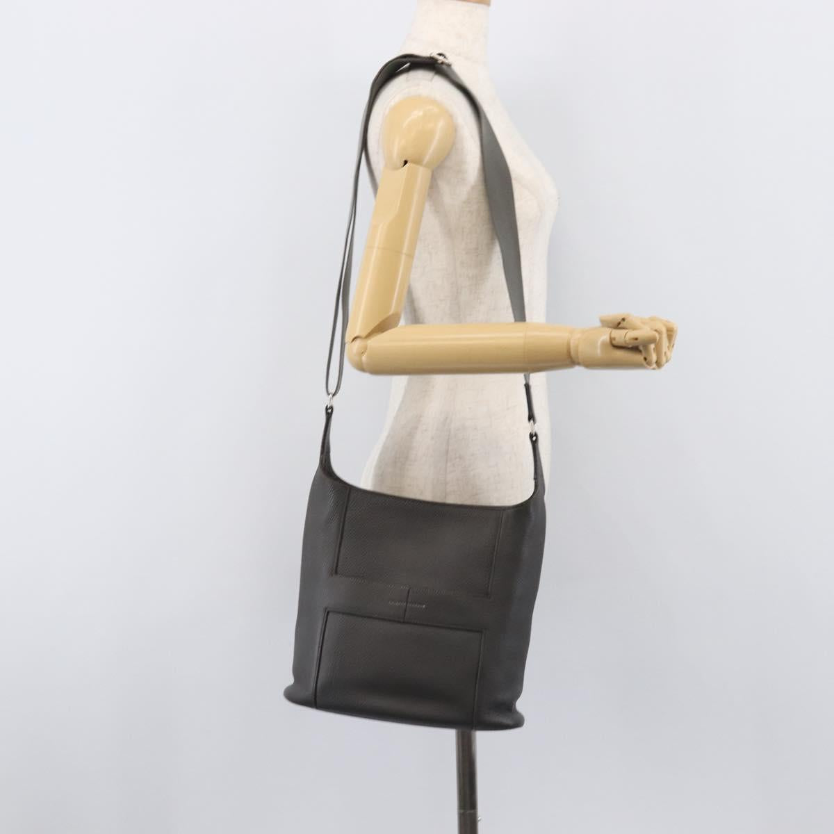 HERMES Good News Shoulder Bag Taurillon Clemence Gray Silver Auth BA15507V