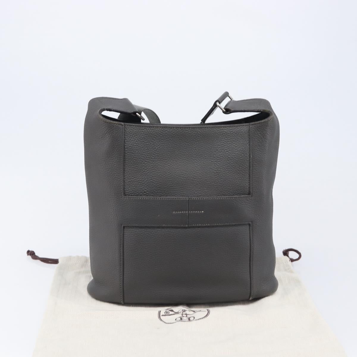 HERMES Good News Shoulder Bag Taurillon Clemence Gray Silver Auth BA15507V