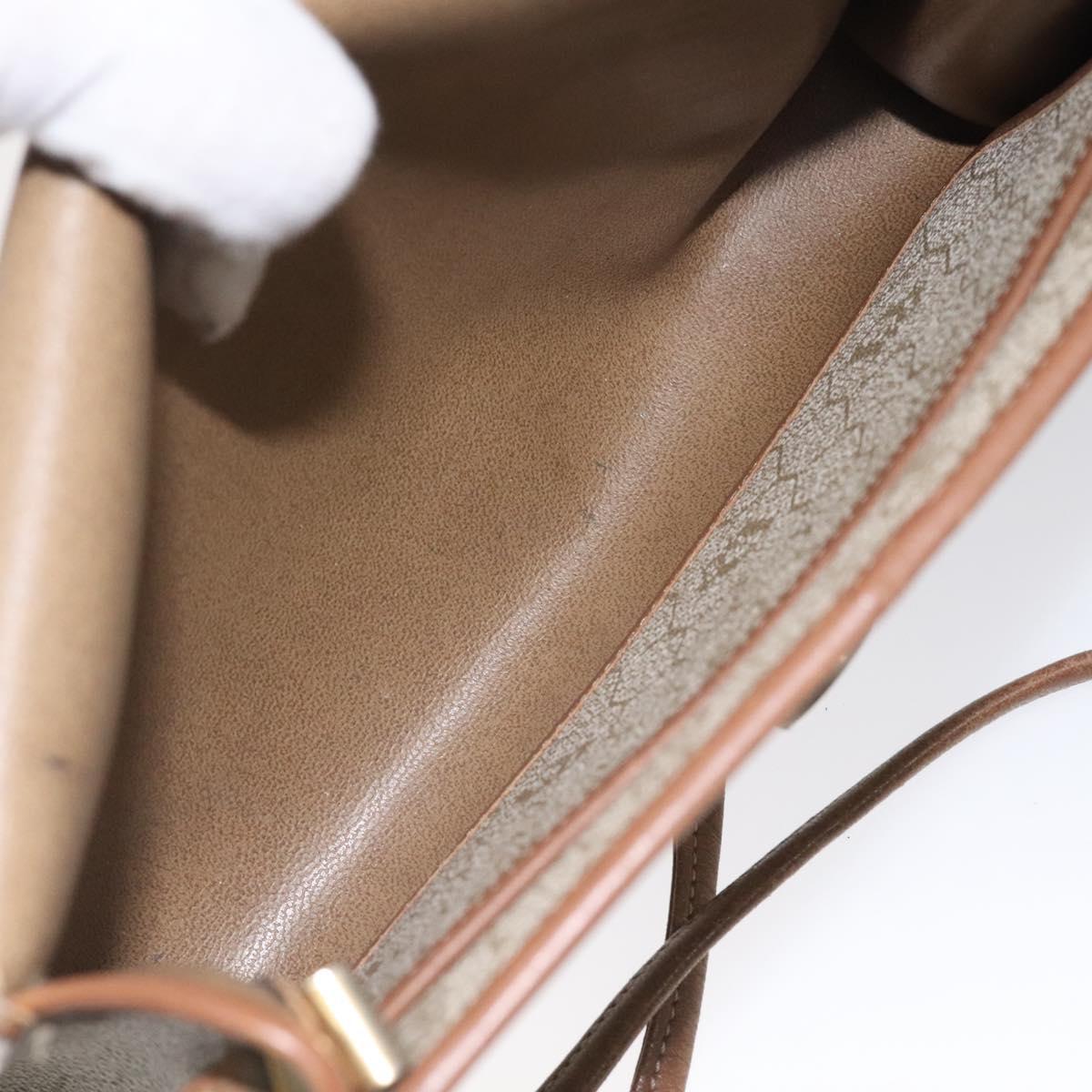 Christian Dior Honeycomb Canvas Shoulder Bag PVC Leather Beige Gold Auth BA1551