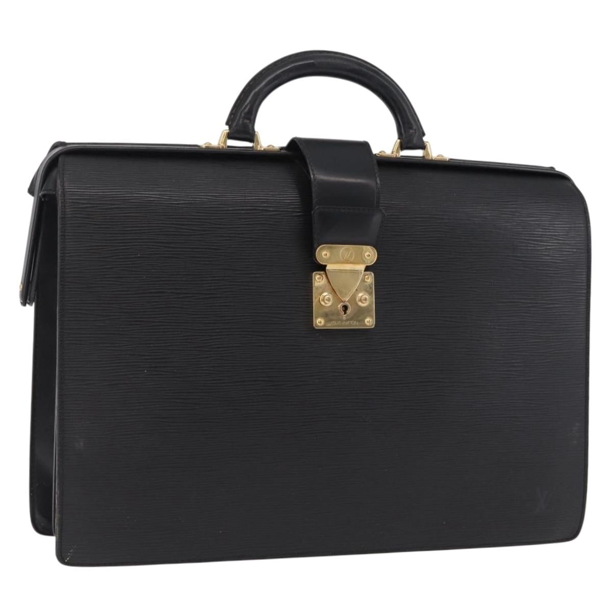 LOUIS VUITTON Epi Serviette Fermoir Business Bag Black M54352 LV Auth BA15512