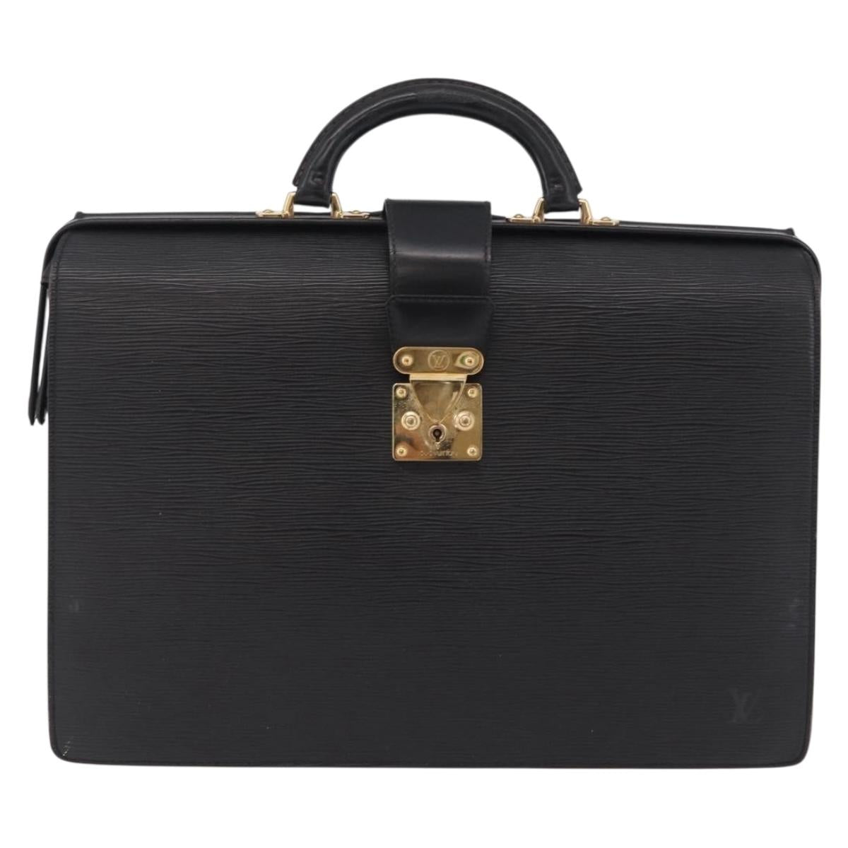 LOUIS VUITTON Epi Serviette Fermoir Business Bag Black M54352 LV Auth BA15512