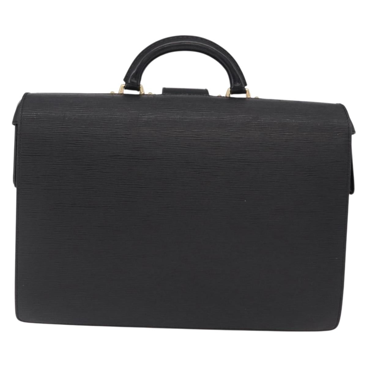 LOUIS VUITTON Epi Serviette Fermoir Business Bag Black M54352 LV Auth BA15512