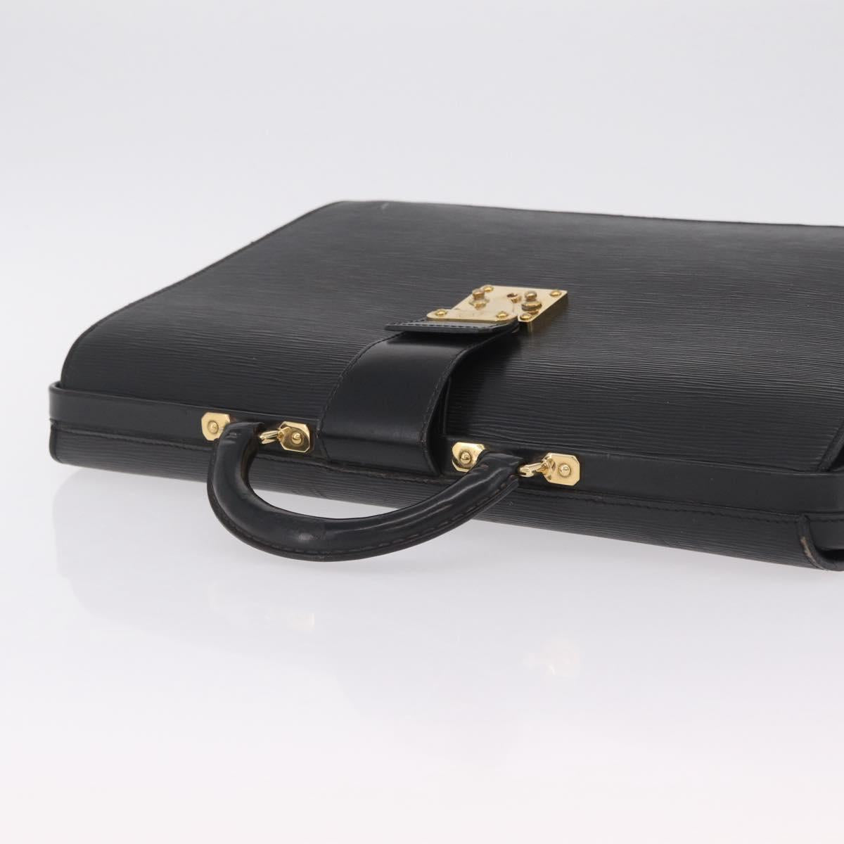 LOUIS VUITTON Epi Serviette Fermoir Business Bag Black M54352 LV Auth BA15512