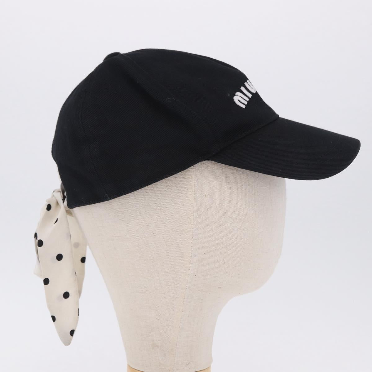 Miu Miu Cap Cotton Black White Auth BA15517