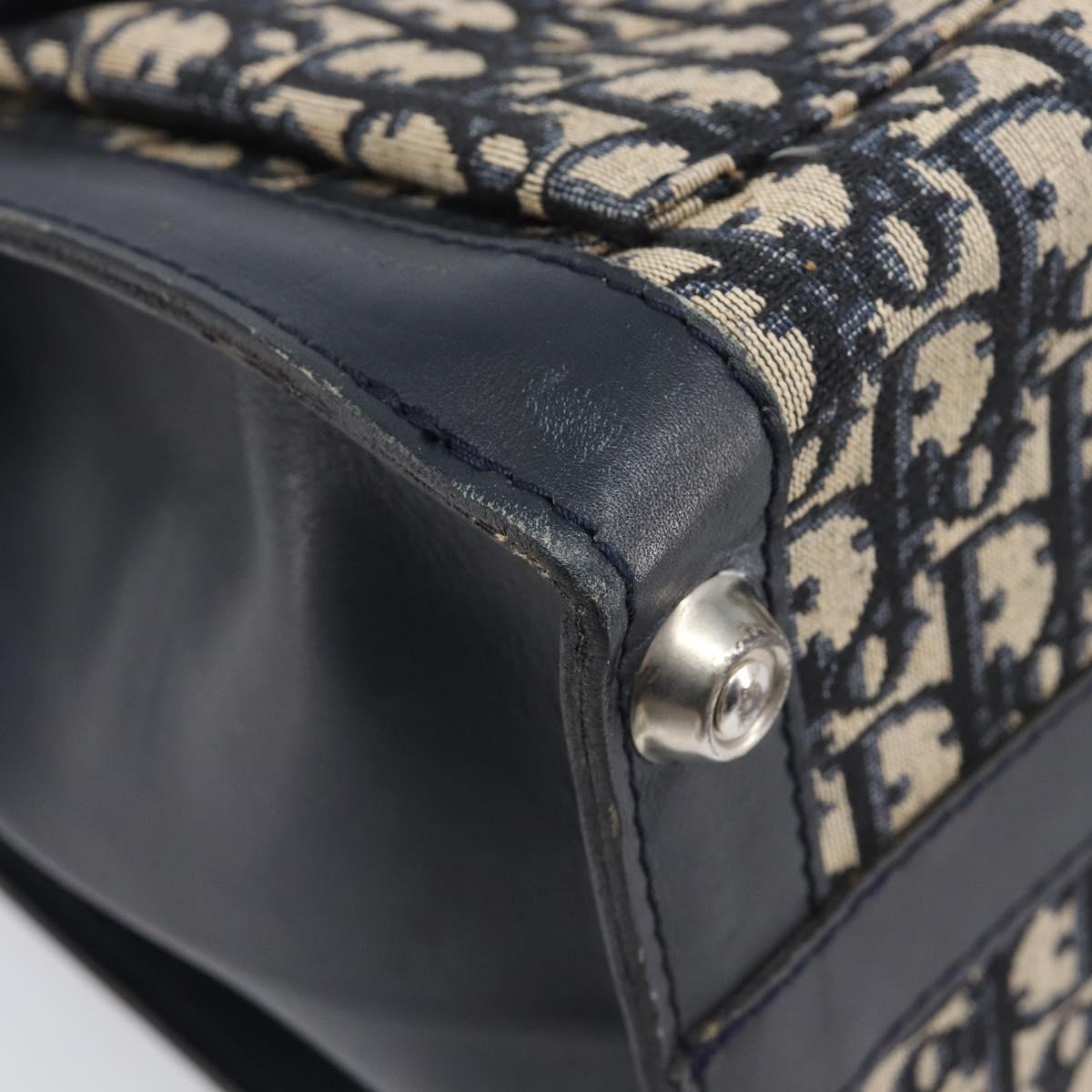 Christian Dior Trotter Canvas Tote Bag Navy Silver Auth BA15519A