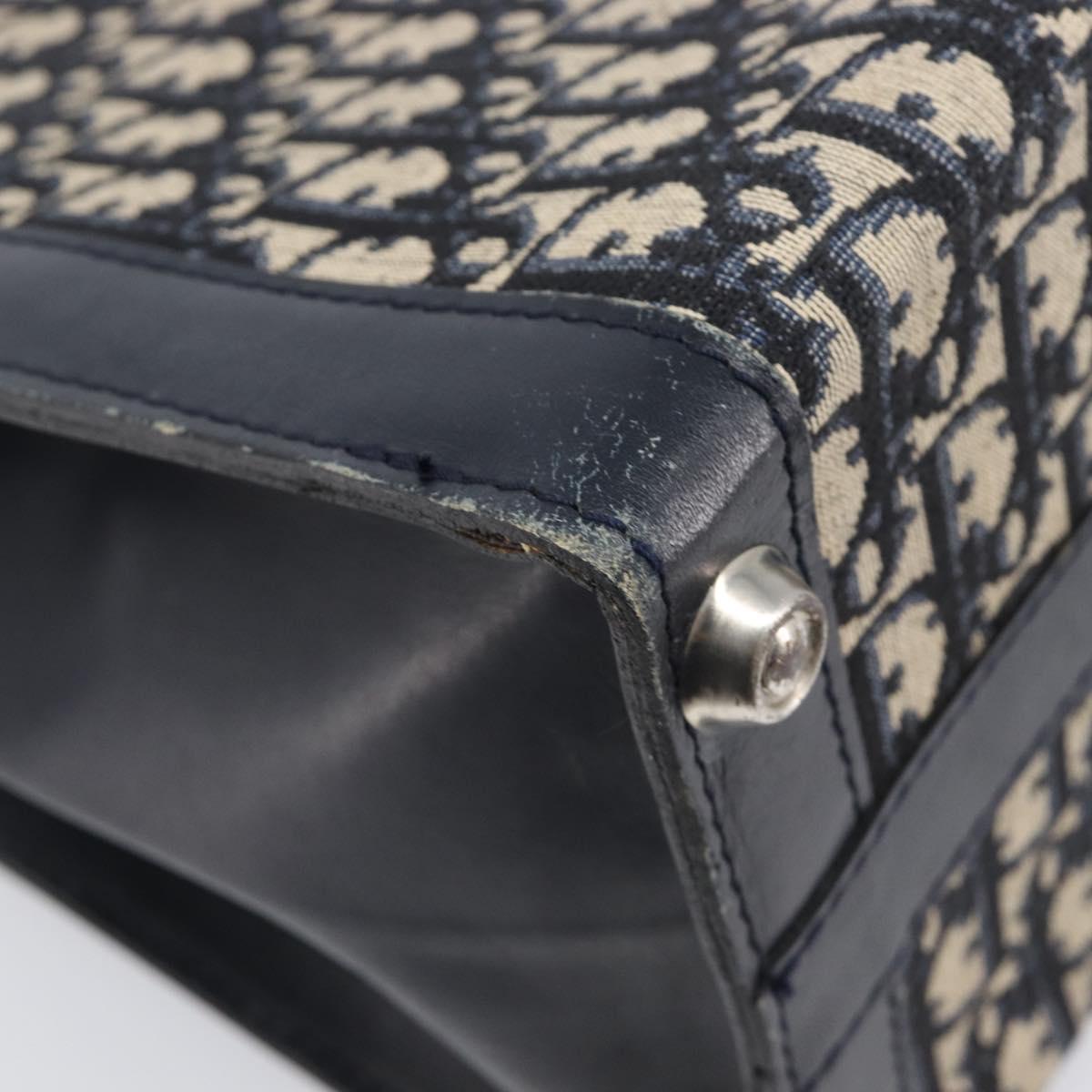 Christian Dior Trotter Canvas Tote Bag Navy Silver Auth BA15519A