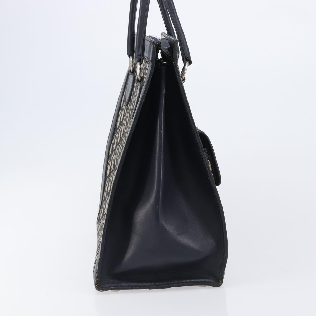 Christian Dior Trotter Canvas Tote Bag Navy Silver Auth BA15519A