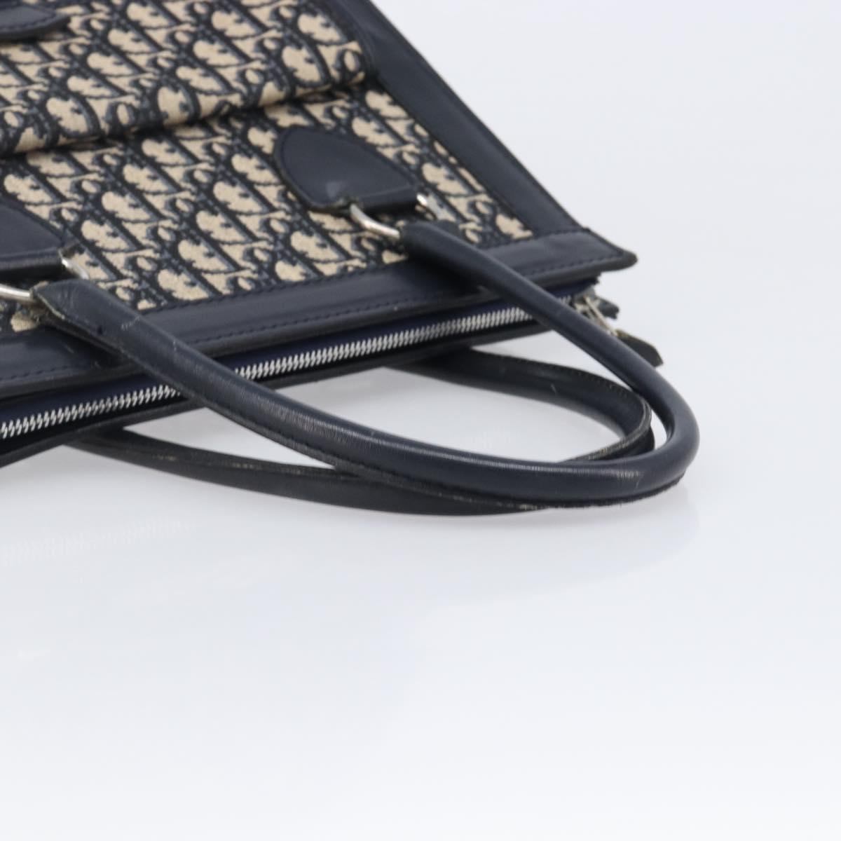 Christian Dior Trotter Canvas Tote Bag Navy Silver Auth BA15519A