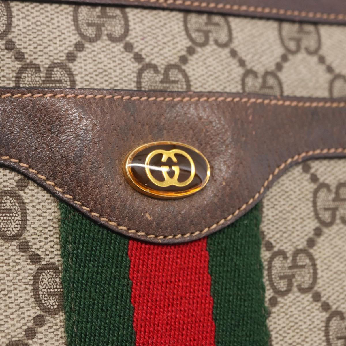GUCCI GG Supreme Web Sherry Line Shoulder Bag PVC Beige 904 02 013 Auth BA15524