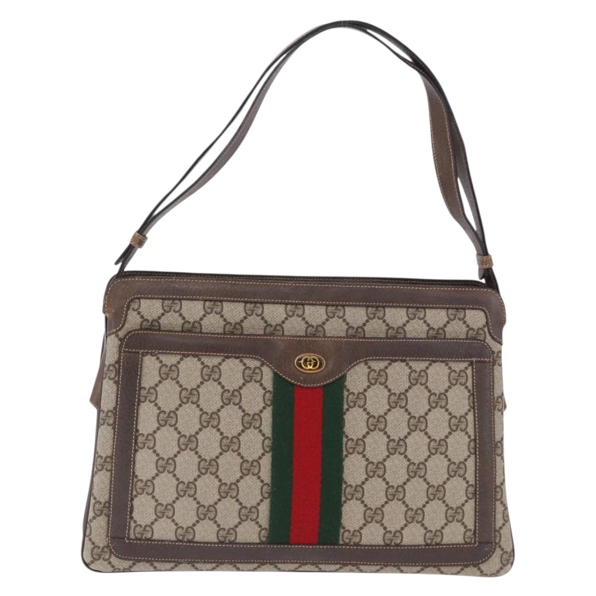 GUCCI GG Supreme Web Sherry Line Shoulder Bag PVC Beige 904 02 013 Auth BA15524