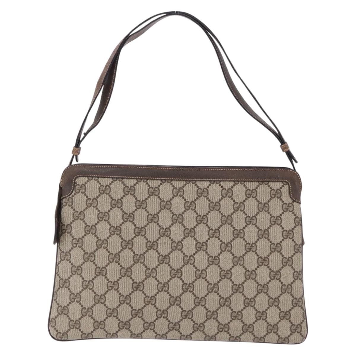GUCCI GG Supreme Web Sherry Line Shoulder Bag PVC Beige 904 02 013 Auth BA15524