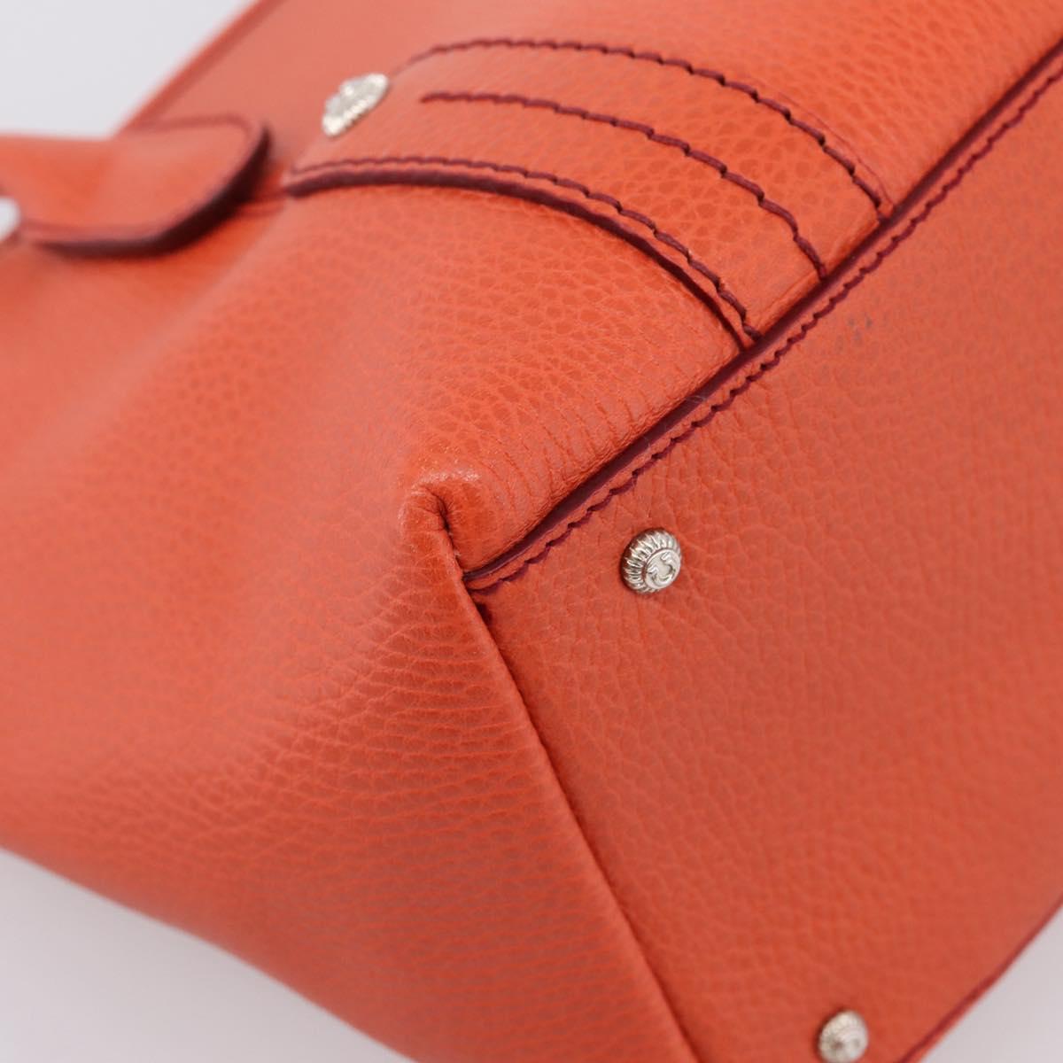 Salvatore Ferragamo Hand Bag Leather Orange Silver Auth BA15525A