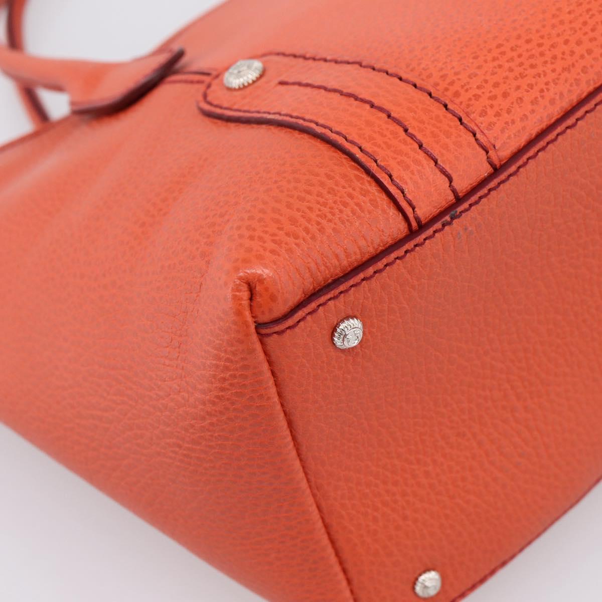 Salvatore Ferragamo Hand Bag Leather Orange Silver Auth BA15525A