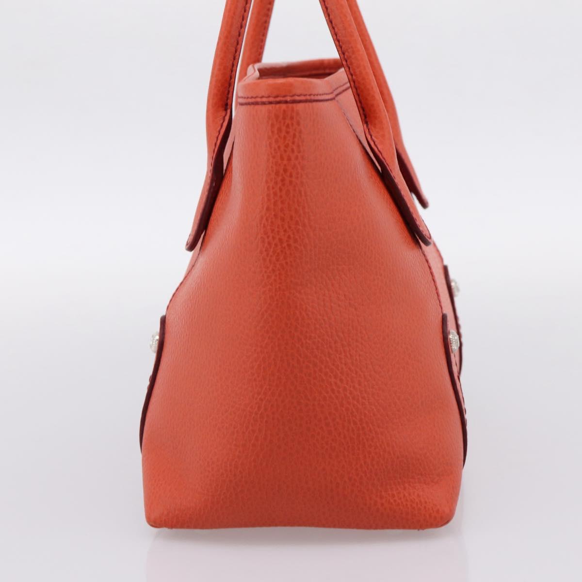 Salvatore Ferragamo Hand Bag Leather Orange Silver Auth BA15525A