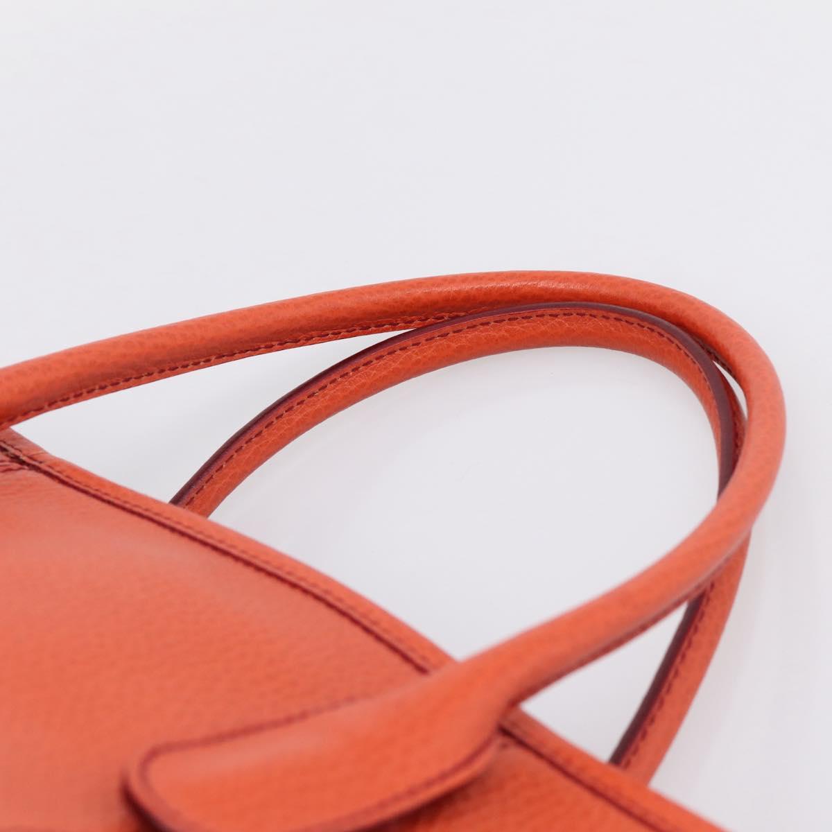 Salvatore Ferragamo Hand Bag Leather Orange Silver Auth BA15525A