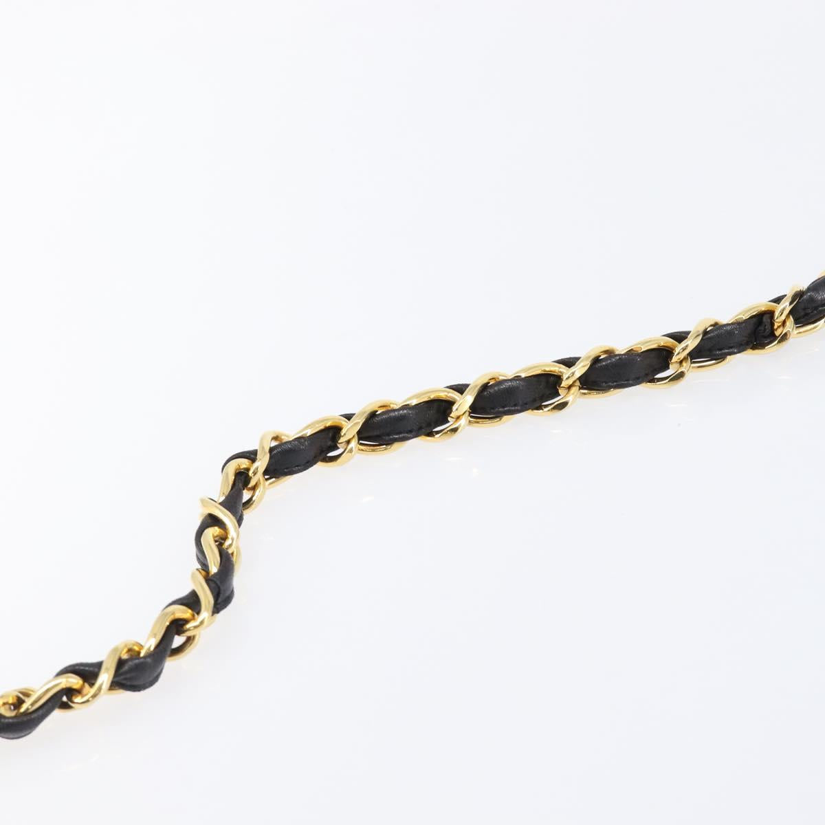 CHANEL Matelasse Chain Shoulder Bag Lamb Skin Black Gold Tone CC Auth BA15526SAV