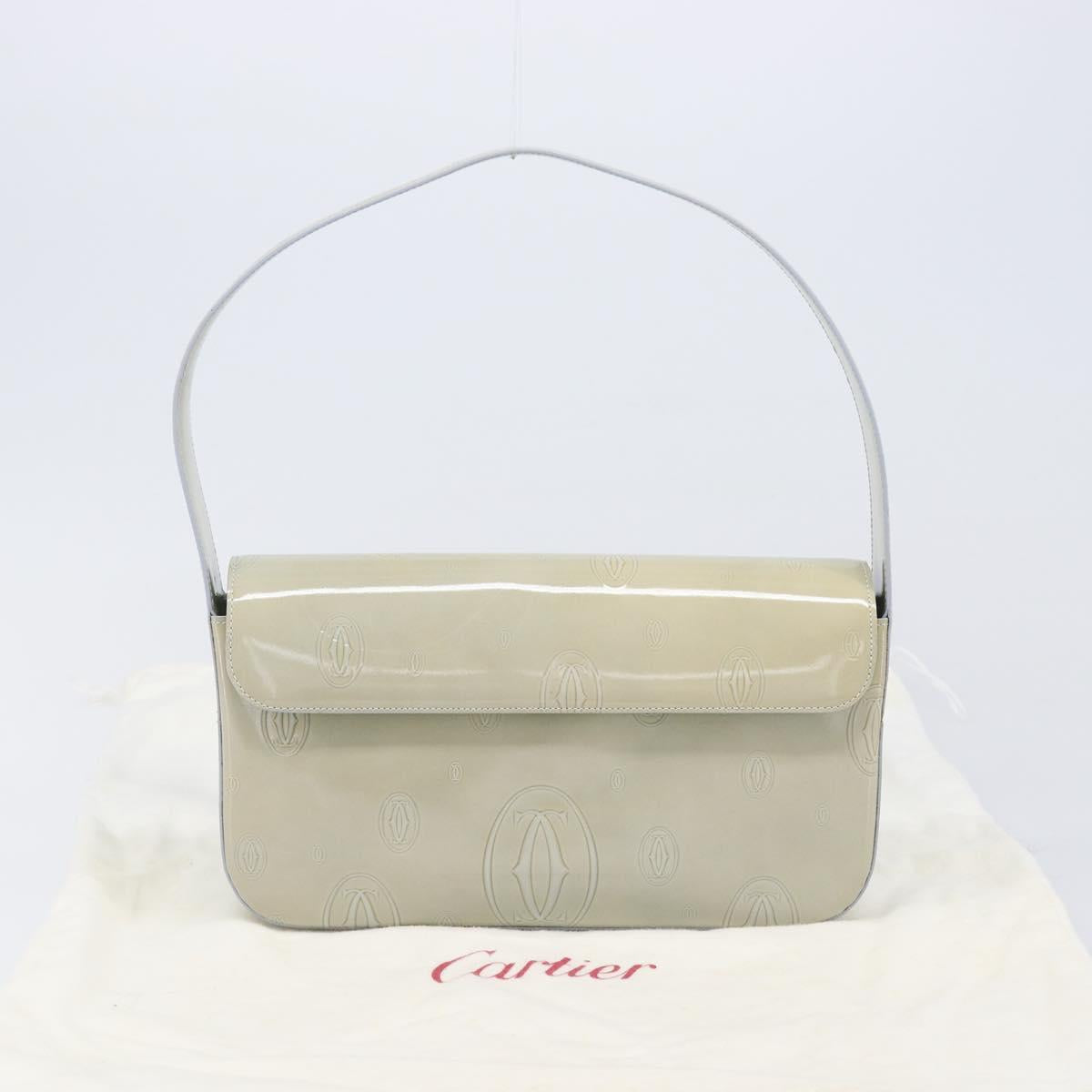 CARTIER Happy Birthday Line Hand Bag Patent Green Auth BA15527A