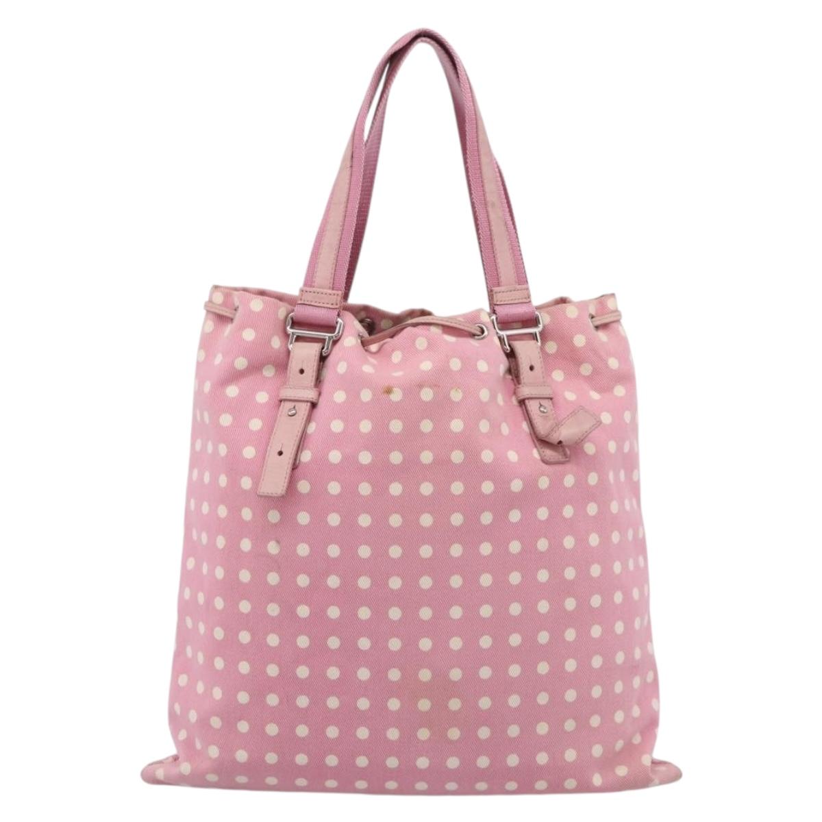 SAINT LAURENT Kahala Tote Bag Canvas Pink Silver 121631 Auth BA15529A