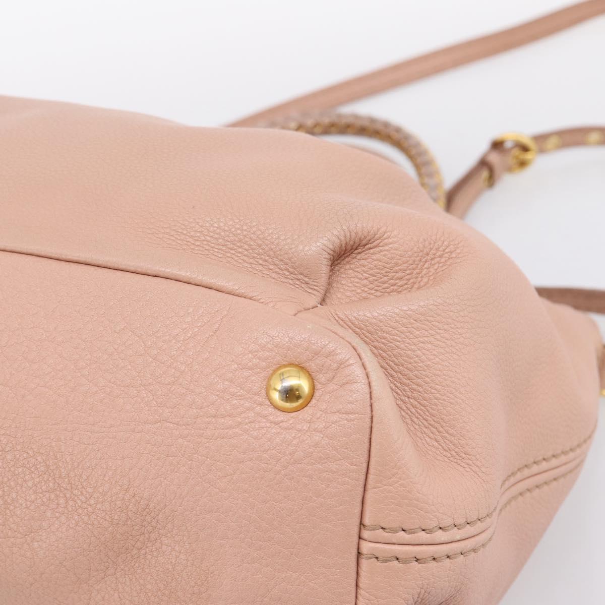Miu Miu Tote Bag Leather 2way Pink Gold Tone Auth BA15531