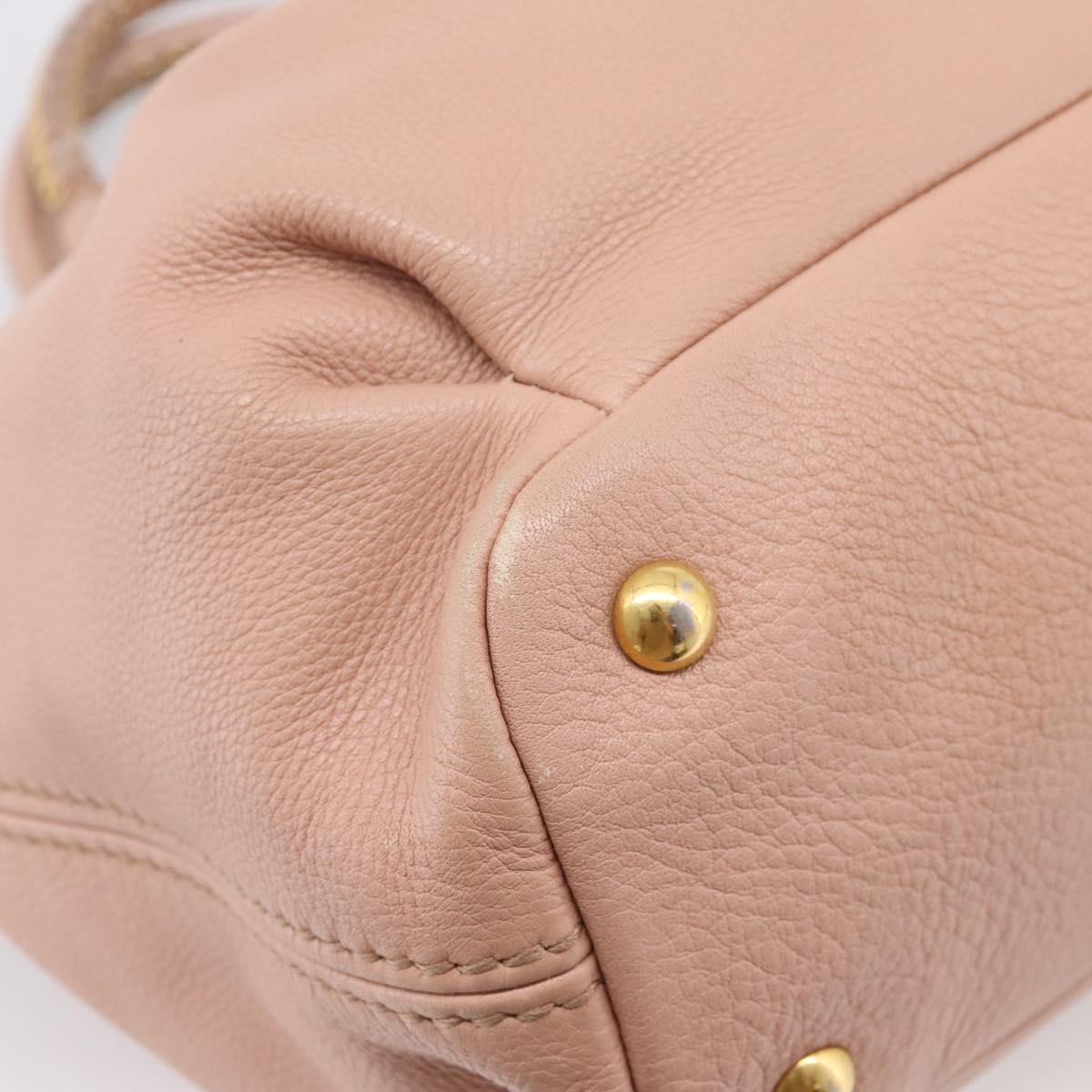 Miu Miu Tote Bag Leather 2way Pink Gold Tone Auth BA15531