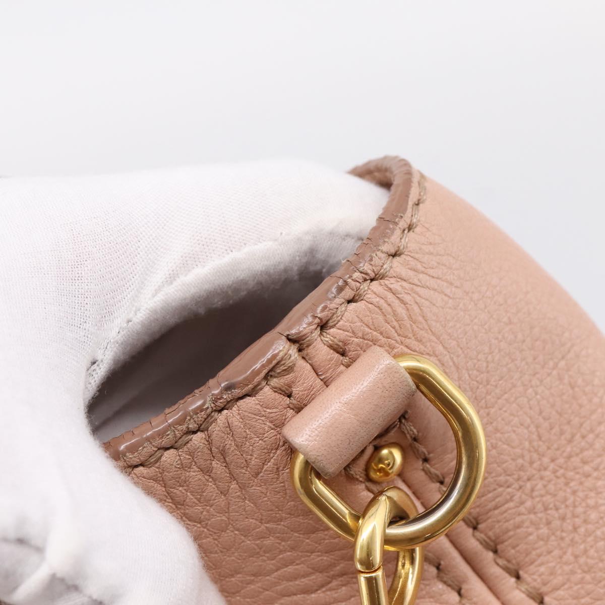 Miu Miu Tote Bag Leather 2way Pink Gold Tone Auth BA15531