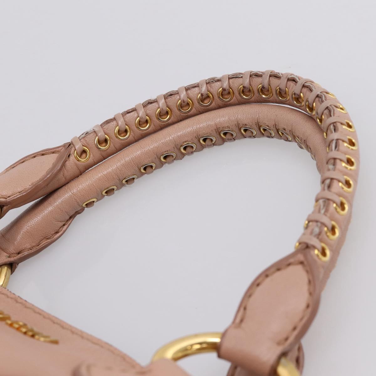 Miu Miu Tote Bag Leather 2way Pink Gold Tone Auth BA15531