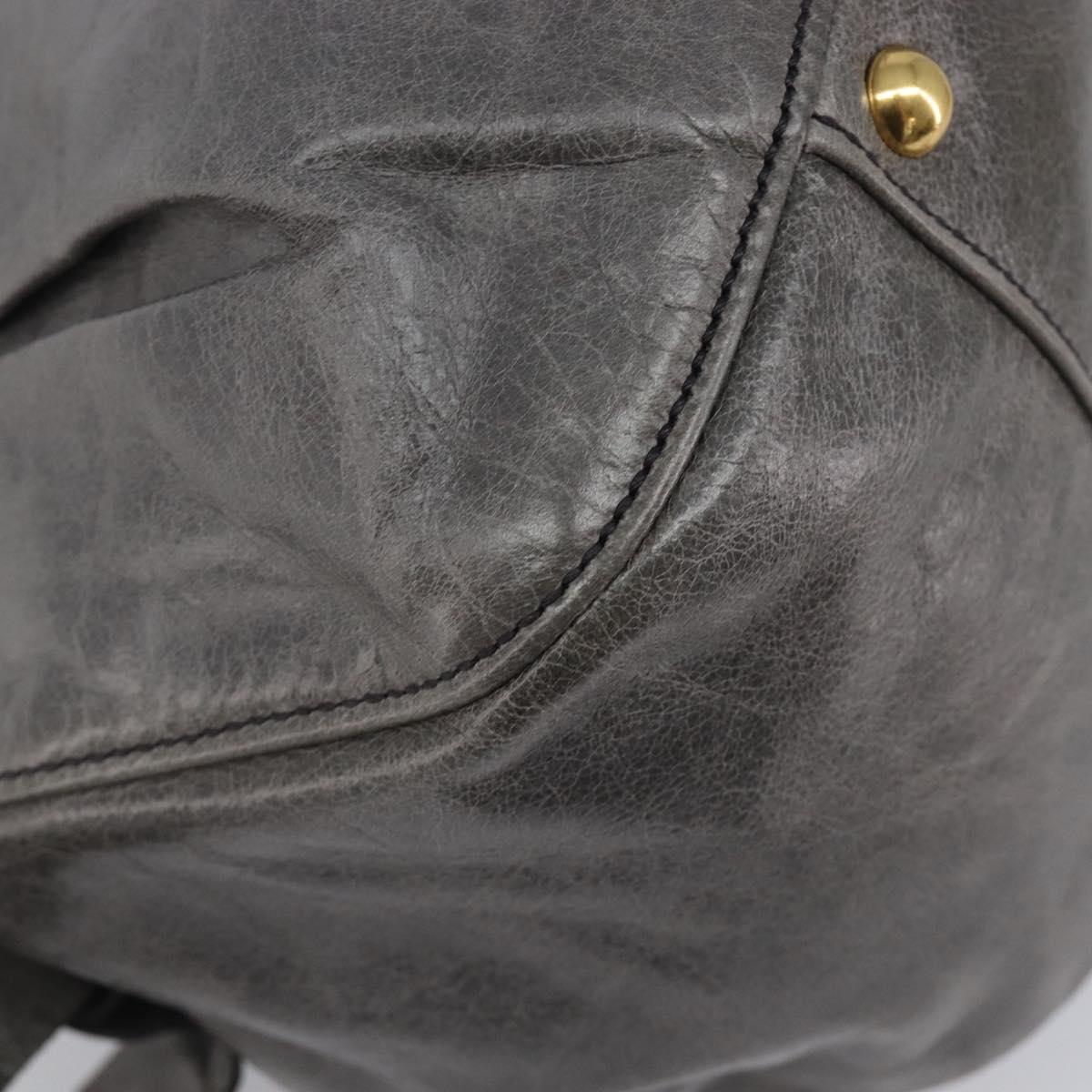 Miu Miu Hand Bag Leather Gray Gold Tone Auth BA15532V