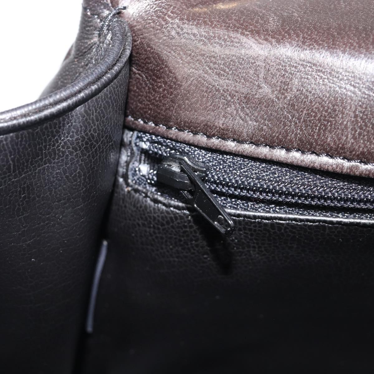 BALLY Chain Shoulder Bag Leather Black Gold Tone Auth BA15535