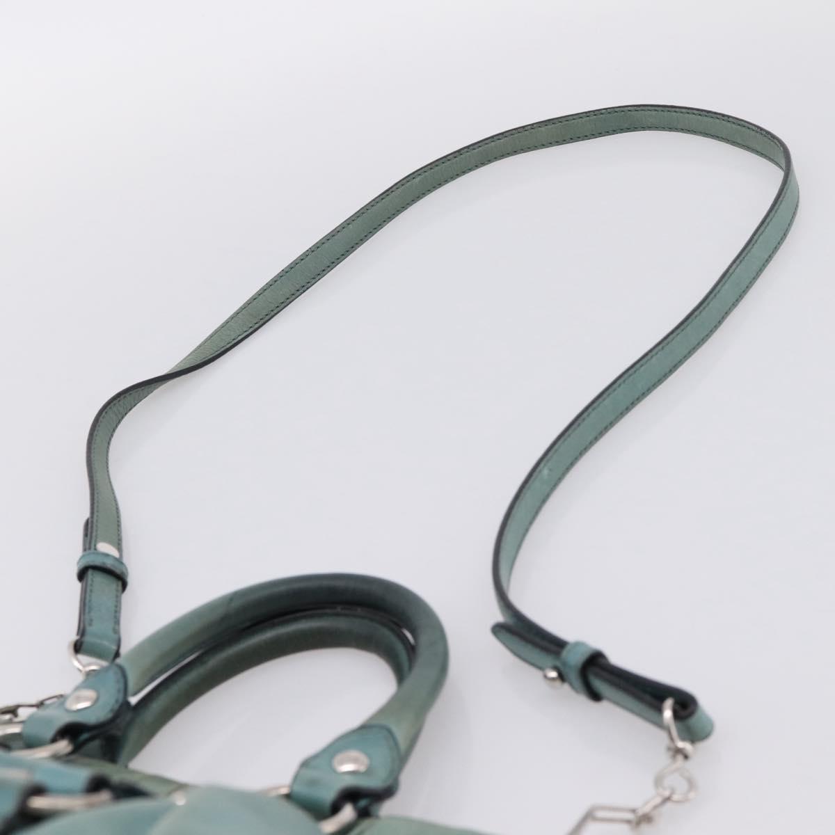 Miu Miu Hand Bag Leather 2way Light Blue Silver Auth BA15536A