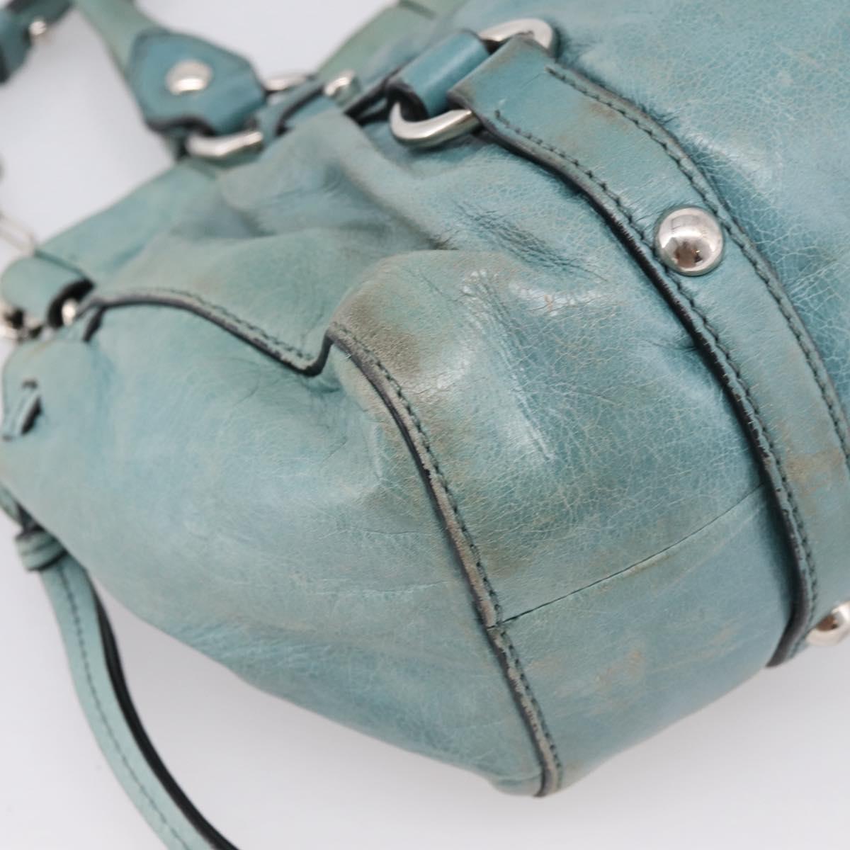 Miu Miu Hand Bag Leather 2way Light Blue Silver Auth BA15536A