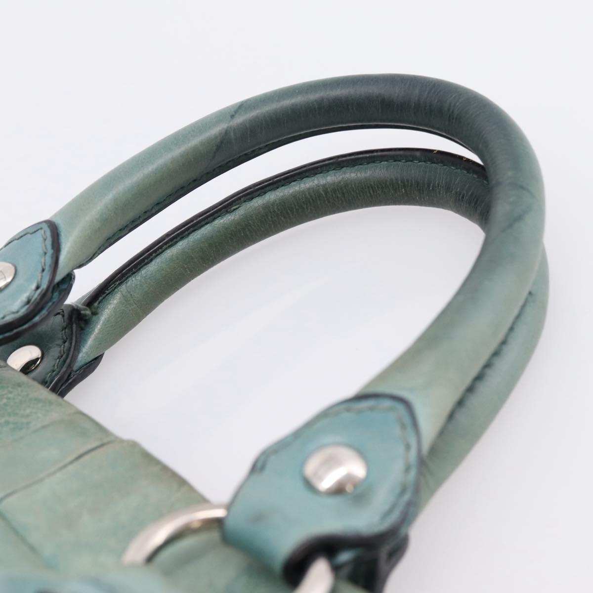 Miu Miu Hand Bag Leather 2way Light Blue Silver Auth BA15536A