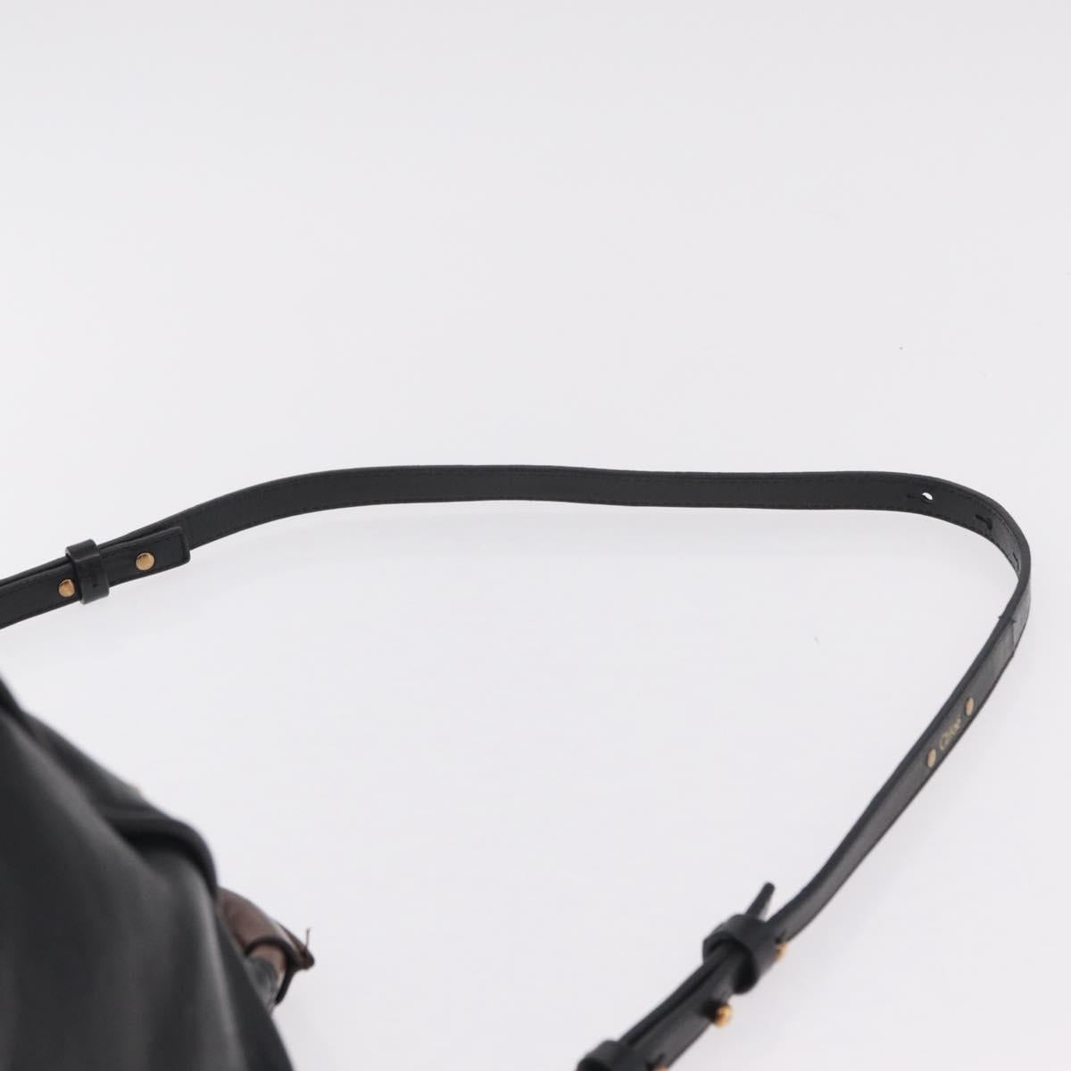 Chloe Etel Hand Bag Leather 2way Black Gold Tone Auth BA15539A