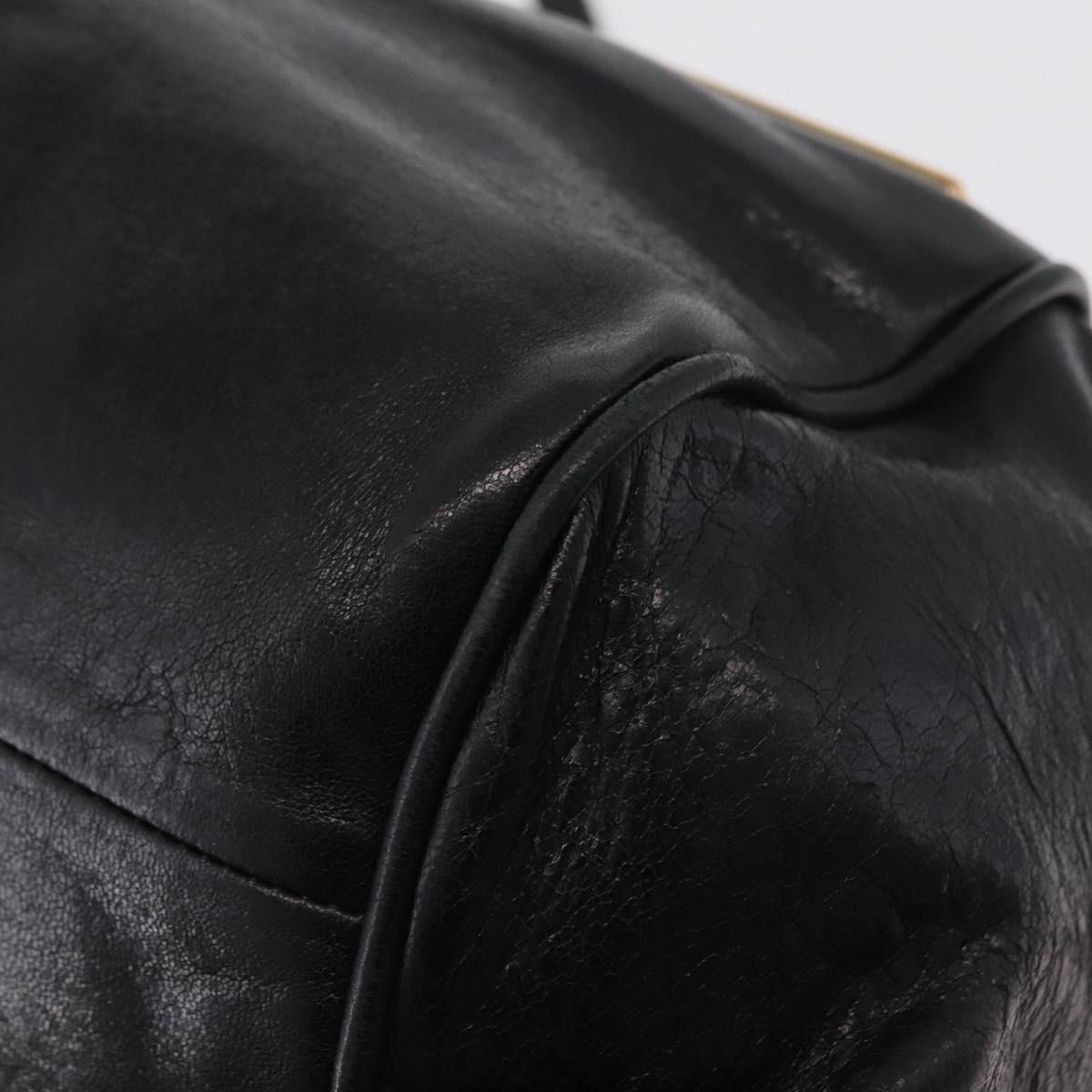 Chloe Etel Hand Bag Leather 2way Black Gold Tone Auth BA15539A