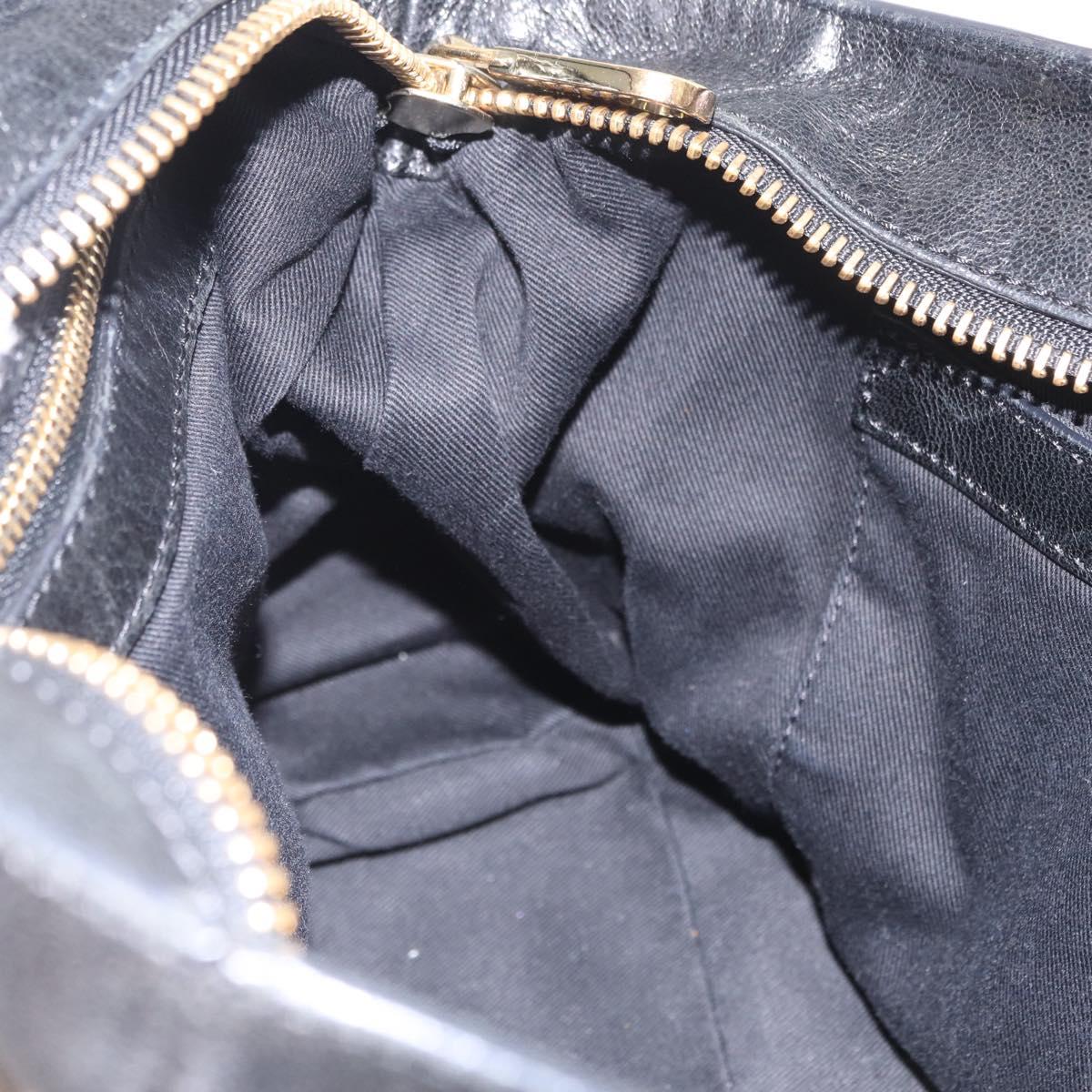 Chloe Etel Hand Bag Leather 2way Black Gold Tone Auth BA15539A