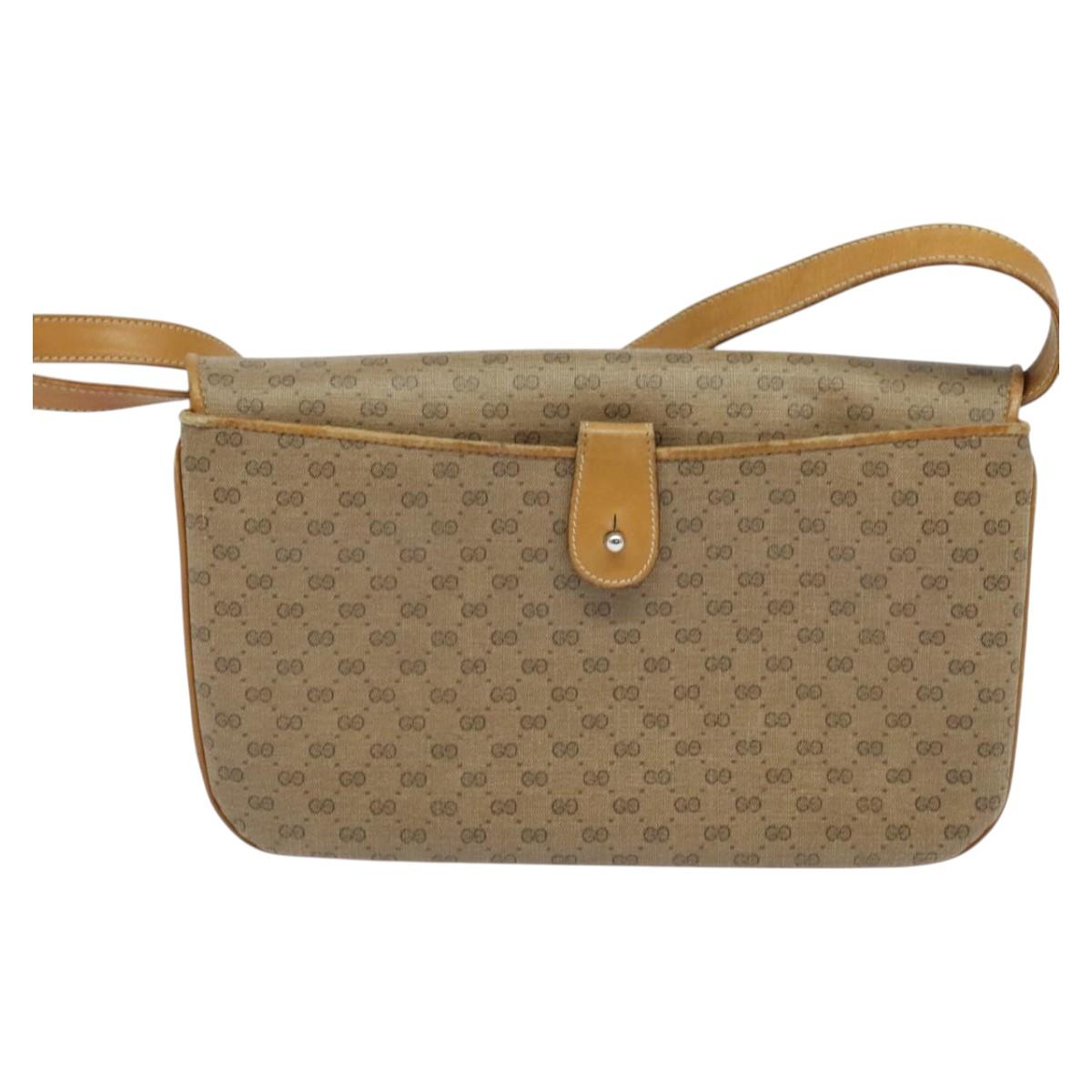 GUCCI Micro GG Supreme Shoulder Bag PVC Brown Gold 004 106 0024 Auth BA1554