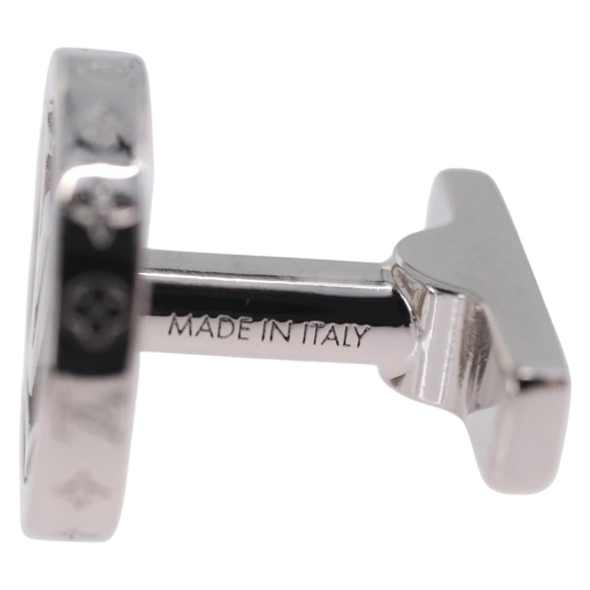 LOUIS VUITTON Damier Graphite Cufflink LV Catch Cuffs Metal M80188 Auth BA15541V