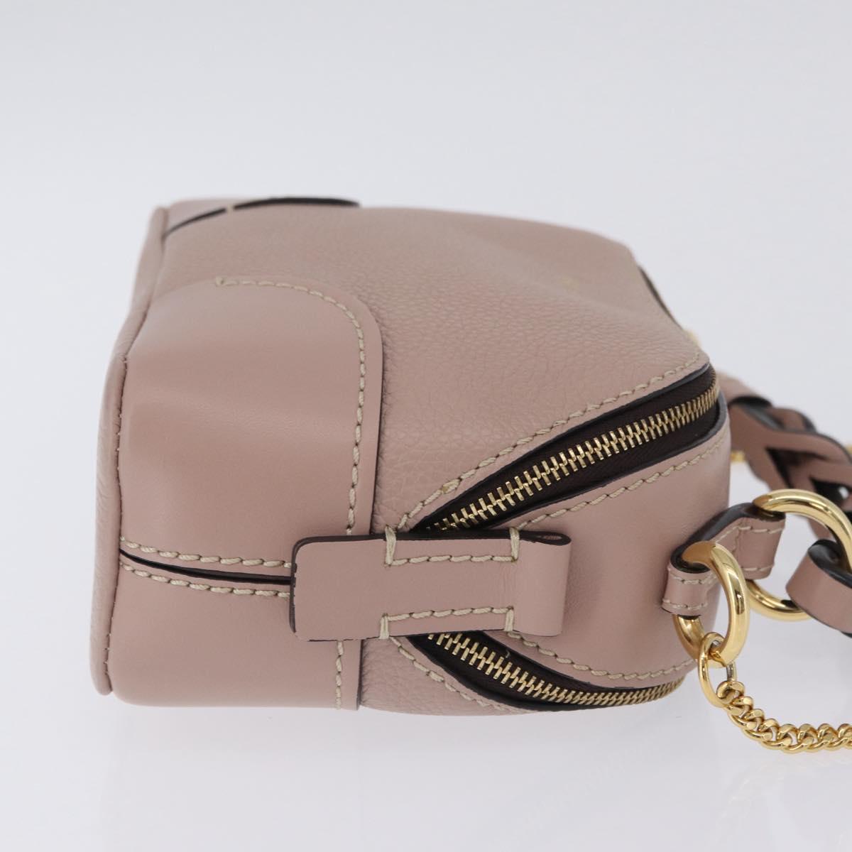 Chloe Dahlia Mini Hand Bag Leather 2way Pink Gold Tone Auth BA15544M