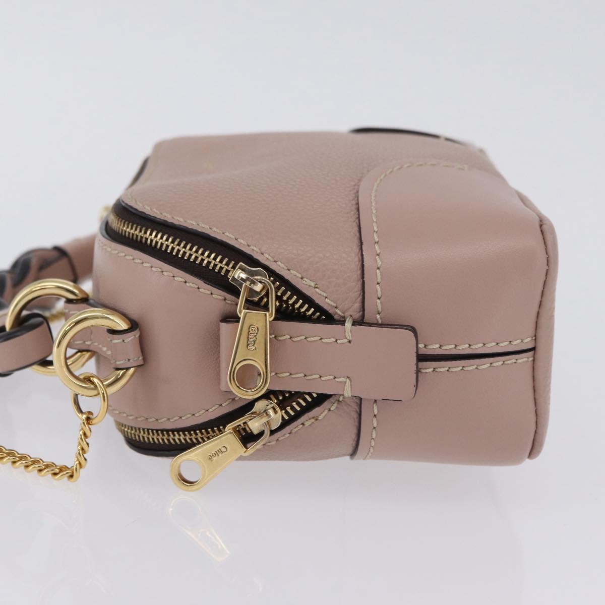 Chloe Dahlia Mini Hand Bag Leather 2way Pink Gold Tone Auth BA15544M