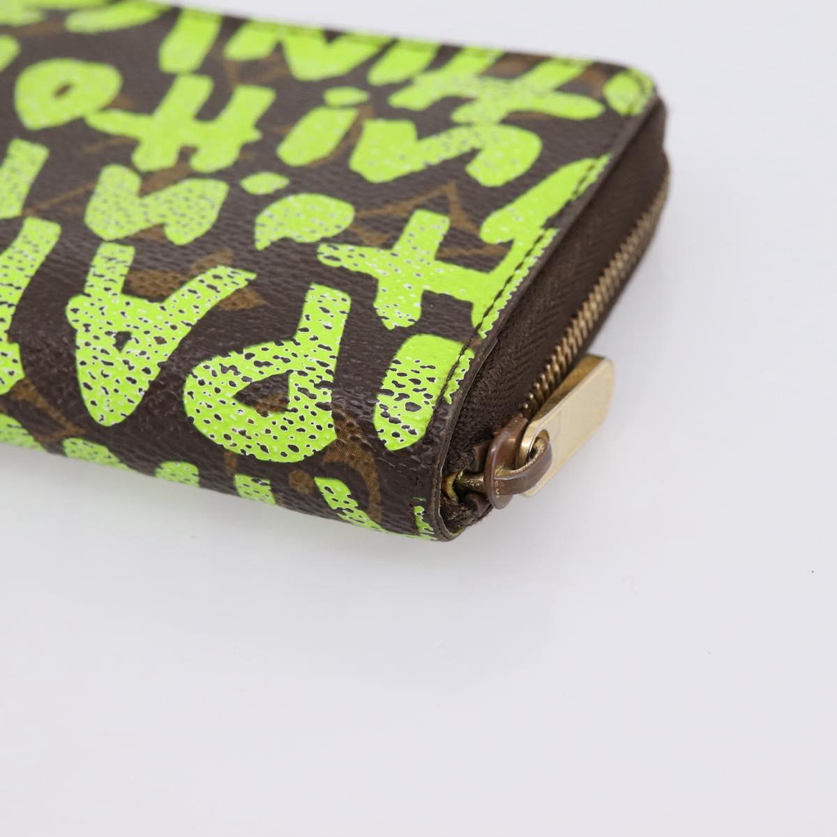 LOUIS VUITTON Monogram Graffiti Zippy Coin Purse Green M93709 LV Auth BA15548