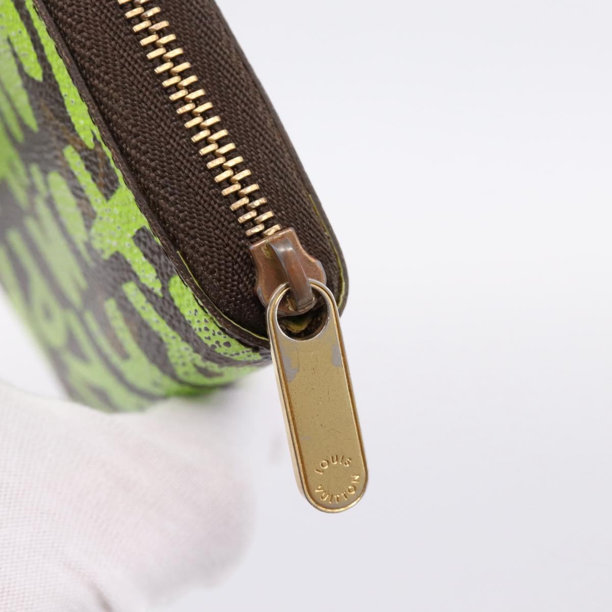 LOUIS VUITTON Monogram Graffiti Zippy Coin Purse Green M93709 LV Auth BA15548