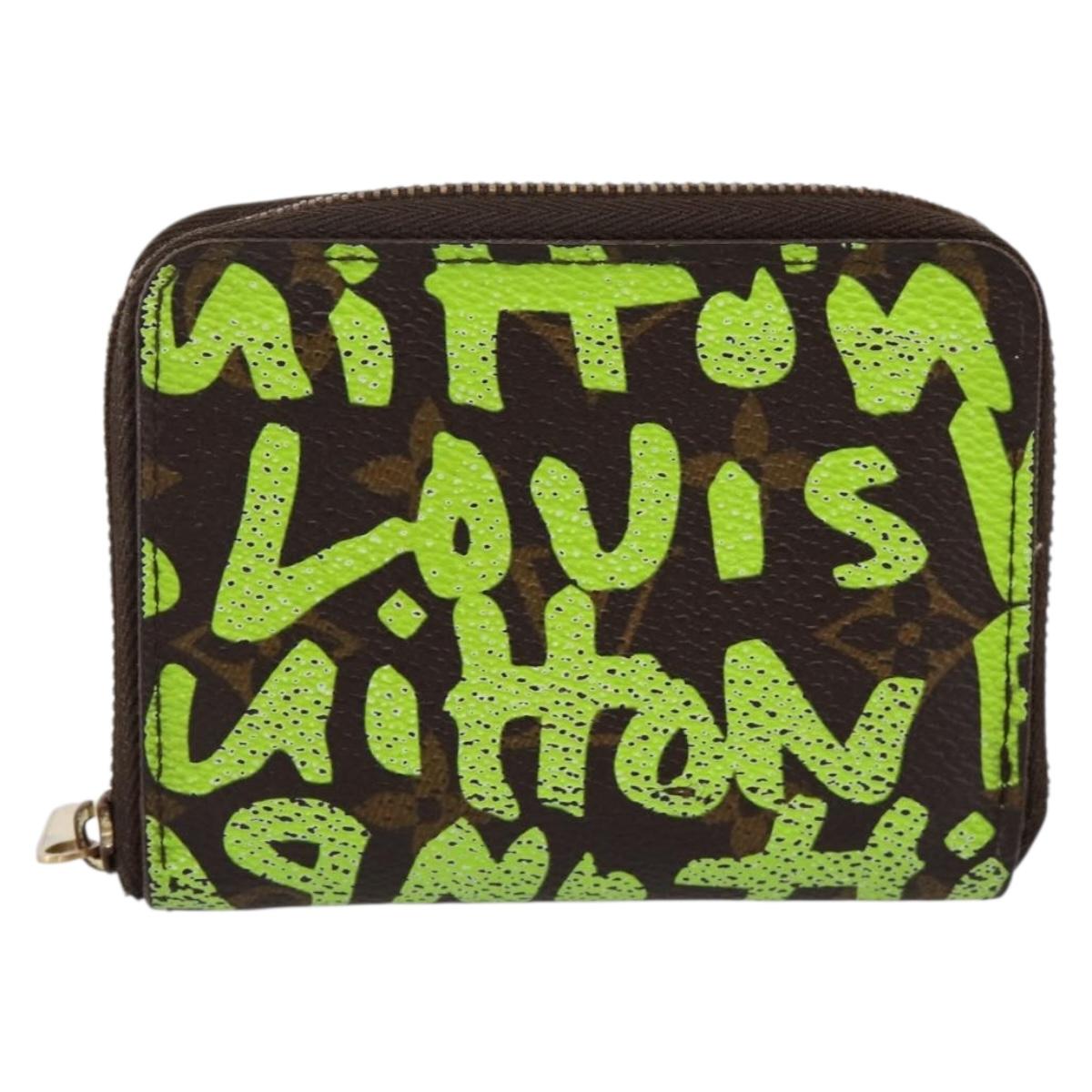 LOUIS VUITTON Monogram Graffiti Zippy Coin Purse Green M93709 LV Auth BA15548