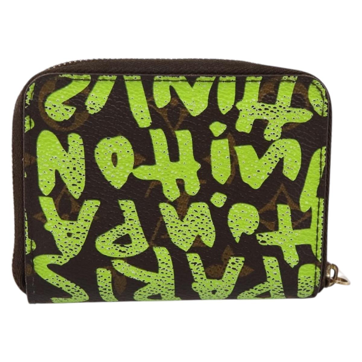 LOUIS VUITTON Monogram Graffiti Zippy Coin Purse Green M93709 LV Auth BA15548